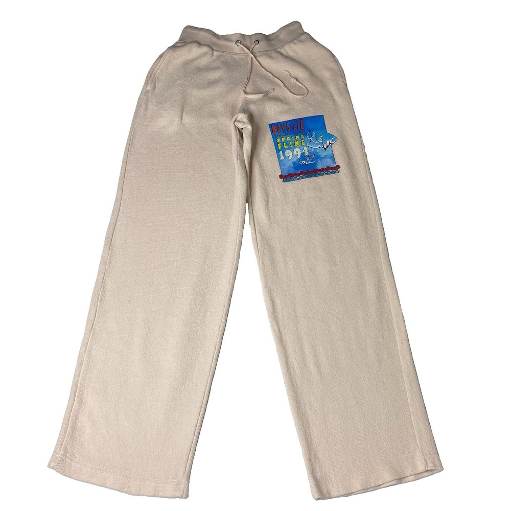 Boys Lie Women's XS Spring Fling 1994 Wide Leg Sweatpants Embroidered Blush Pink
